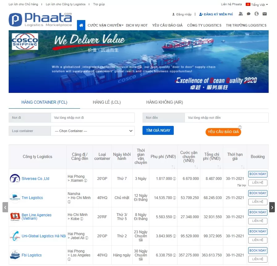 Sàn giao dịch logistics Phaata