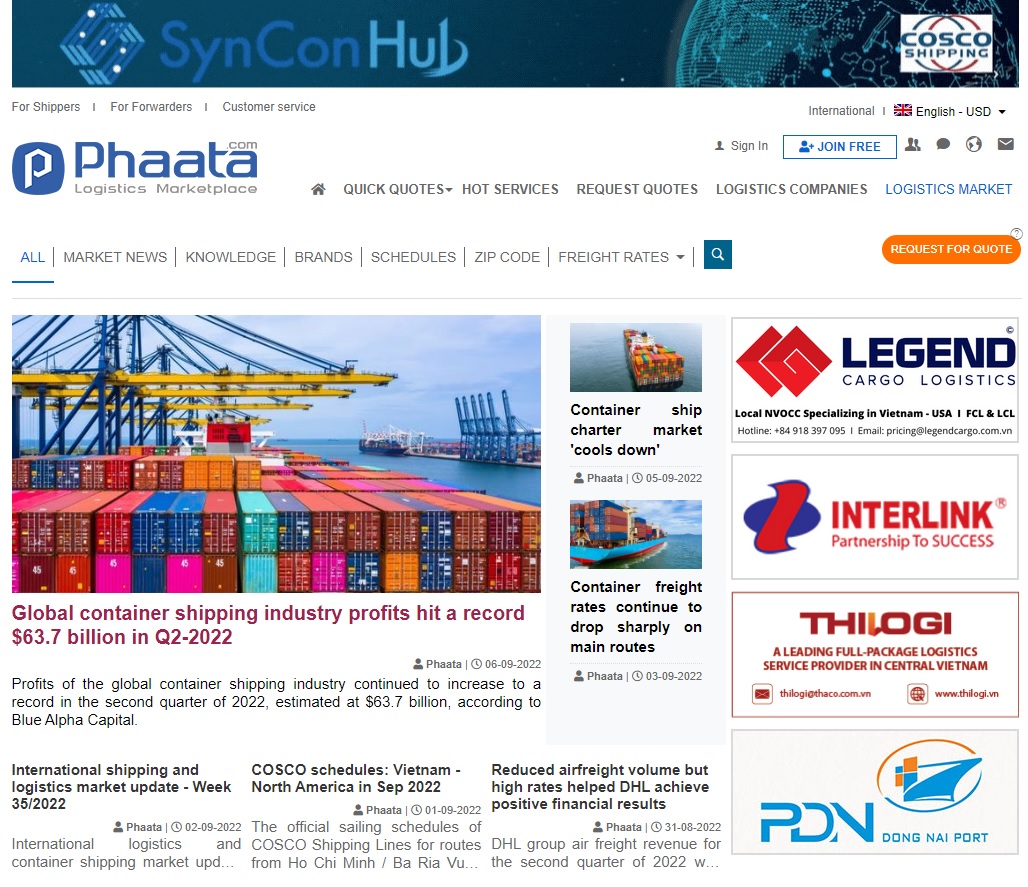 Phaata e-commerce platform for shipping and logistics
