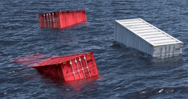 Containers crashed at sea