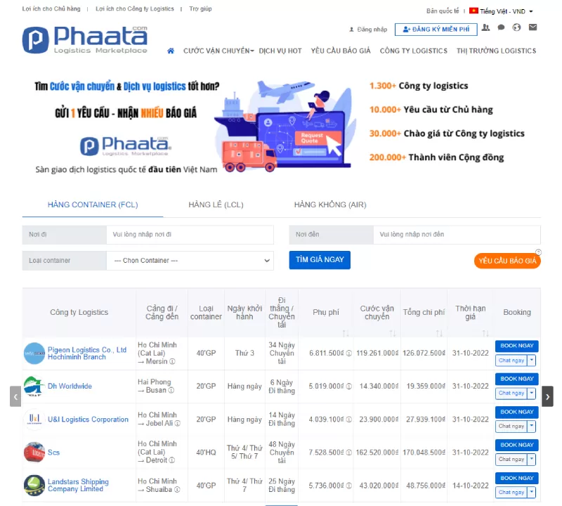 Sàn giao dịch logistics Phaata