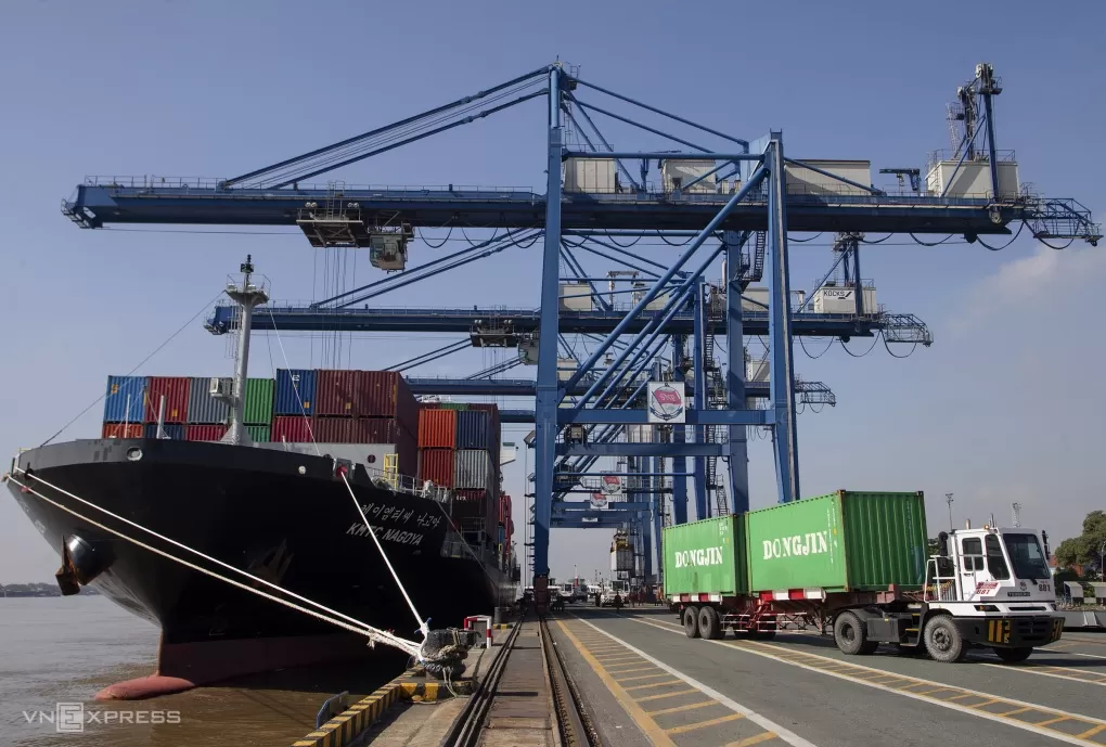 A containership docks at Cat Lai Terminal in Ho Chi Minh City