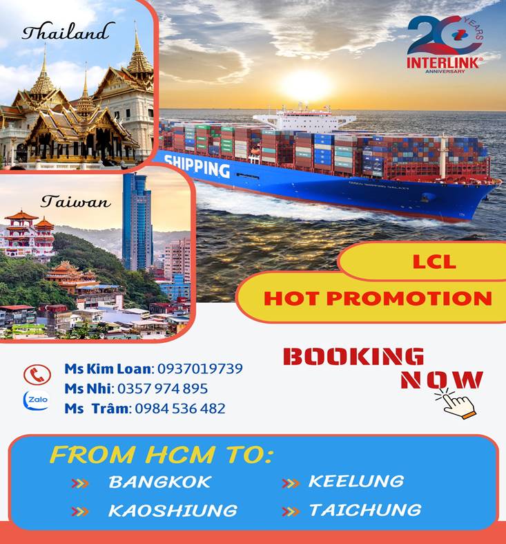 Interlink's Vietnam-Taiwan, Thailand LCL services